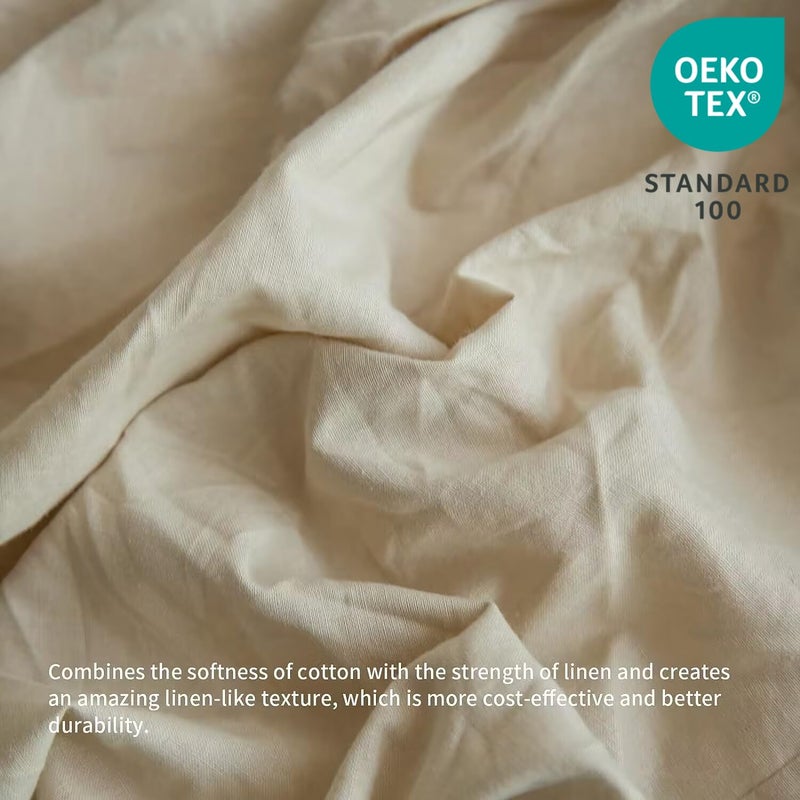 BISELINA French Linen Bed Skirt with Pleated Frills 22-Inch Tailored Drop Natural Flax Cotton Blend Dust Ruffle Soft Cozy Farmhouse Bedding (22" Queen, Linen) - Image 2